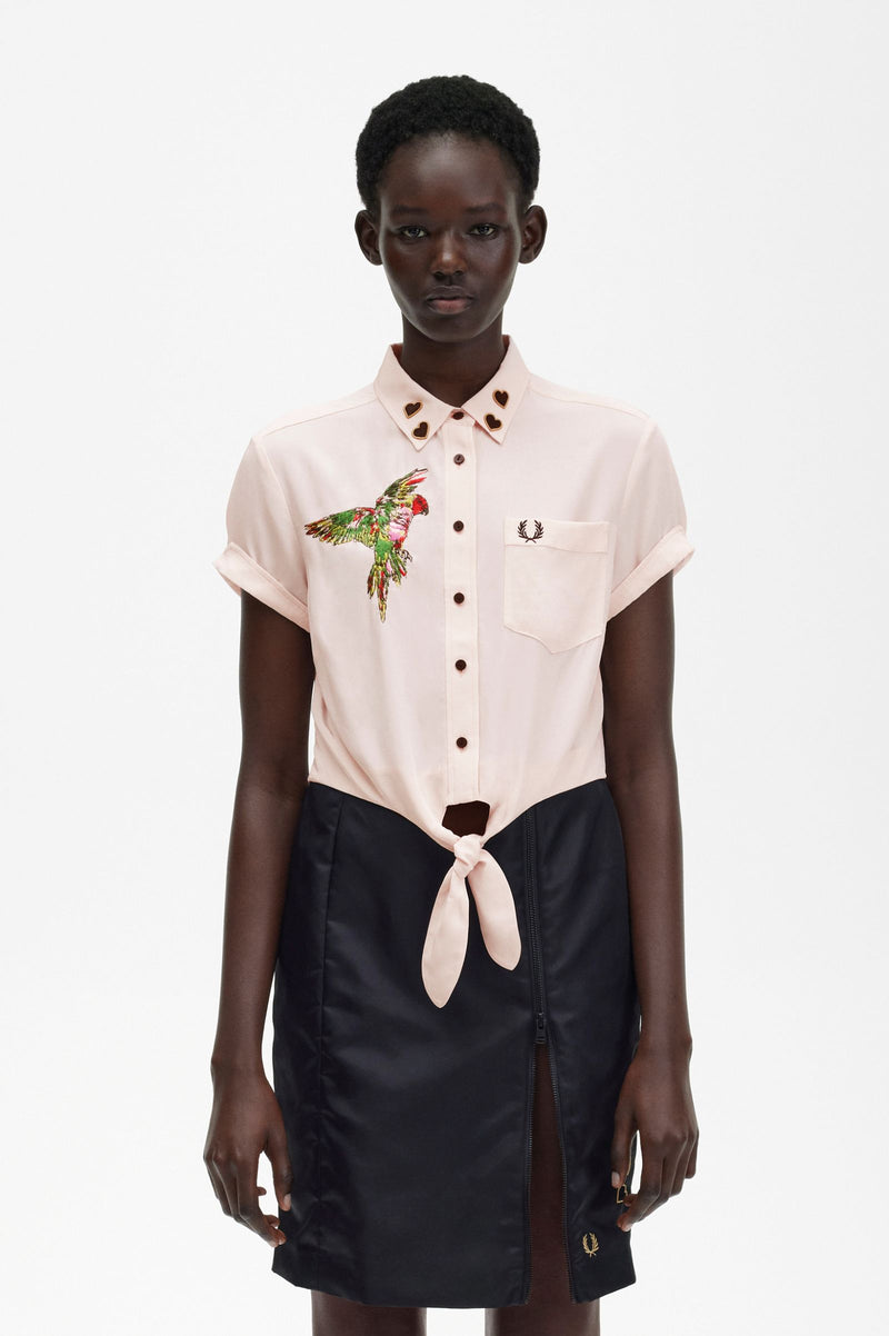 FRED PERRY EMBROIDERED TIE-FRONT SHIRT